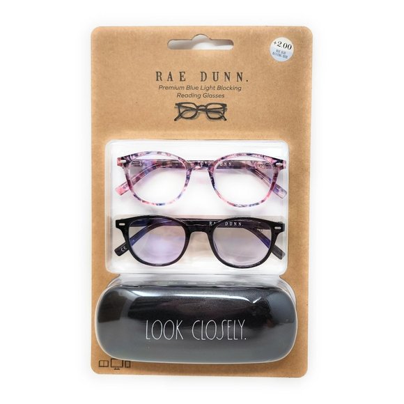 Rae Dunn LOOK CLOSELY (+2.00) Reading Glasses and Case Set - Picture 1 of 2